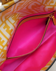 Pre-Loved Baguette Shoulder Bag FF Vertigo Coated Canvas with Gold Hardware, Yellow and White
