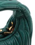 Pre-Loved Wander Matelassé Hobo Handbag Quilted Leather Micro with Gold Hardware, Green