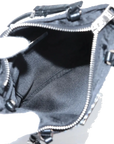 Pre-Loved Satin Crystal Tote Shoulder Bag Embellished Satin Small with Silver Hardware, Black