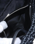 Pre-Loved Crossbody Bag Crochet Raffia with Silver Hardware, Black
