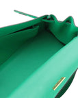 Pre-Loved Kelly Handbag Leather 25 with Gold Hardware, Vert Jade