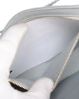 Pre-Loved Stirrup Flap Bag Shoulder Bag Leather Small with Gold Hardware, Light Gray