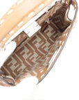 Pre-Loved Peekaboo Handbag Striped Canvas Mini with Silver Hardware, Brown and Beige