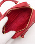 Pre-Loved Saffiano Mini Bauletto Handbag Leather Mini with Gold Hardware, Red