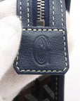 Pre-Loved Jouvence Toiletry Pouch Clutch Goyardine Chevron Coated Canvas MM with Silver Hardware, Navy Blue
