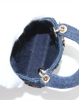 Pre-Loved Lady Dior Handbag Denim Mini with Gold Hardware, Blue