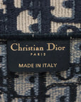 Pre-Loved Book Tote Tote Oblique Embroidered Canvas Large, Navy Blue/Beige