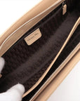 Pre-Loved Lady Dior East West Handbag Cannage Suede with Silver Hardware, Beige