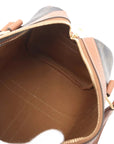 Pre-Loved Triomphe Boston Bag Handbag Triomphe Coated Canvas Small with Gold Hardware, Brown