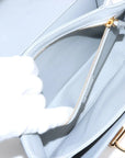 Pre-Loved Hook Shoulder Bag Leather Small with Gold Hardware, Light Grey