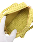 Pre-Loved Crochet Bauletto Handbag Raffia Crochet Mini with Gold Hardware, Yellow