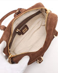 Pre-Loved Arcadie Handbag Suede Small with Gold Hardware, Brown