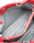 Pre-Loved Lady Dior Soft Shopping Tote Cannage Leather Large with Silver Hardware, Red
