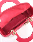 Pre-Loved Lady Dior Handbag Cannage Leather Medium with Gold Hardware, Pink
