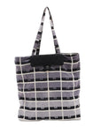 Pre-Loved Quilted Flap Bag with Foldable Tote Crossbody Bag Quilted Canvas Mini with Silver Hardware, Black