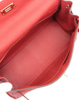Pre-Loved Kelly Retourne Handbag Leather 32 with Gold Hardware, Red