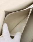 Pre-Loved Crush Sling Shoulder Bag Leather Small with Silver Hardware, Cream
