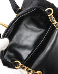 Pre-Loved Bowling Bag Handbag Quilted Velvet Mini with Aged Gold Hardware, Black