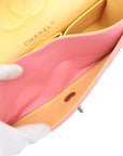 Pre-Loved Classic Double Flap Shoulder Bag Quilted Leather Small with Rainbow Iridescent Hardware, Pink