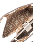 Pre-Loved Peekaboo Handbag Striped Canvas Mini with Silver Hardware, Brown and Beige