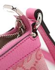 Pre-Loved GG-P Half-Moon Shoulder Bag Monogram Coated Canvas Small with Silver Hardware, Pink