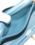 Pre-Loved Mini Flap Bag with Top Handle Handbag Quilted Leather Mini with Gold Hardware, Teal Blue