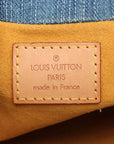 Pre-Loved Pleaty Handbag Monogram Denim Small with Gold Hardware, Blue