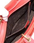 Pre-Loved Lady Dior Handbag Cannage Tweed Large with Gold Hardware, Red