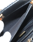 Pre-Loved Wallet on Chain Crossbody Bag Quilted Leather with Gold Hardware, Black
