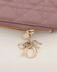 Pre-Loved Lady Dior Phone Holder Phone Holder Crossbody Bag Cannage Leather Small with Gold Hardware, Mauve Pink
