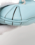 Pre-Loved Horsebit Chain Shoulder Bag Quilted Leather Small with Silver Hardware, Light Blue