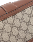 Pre-Loved GG Supreme Crossbody Bag Monogram Coated Canvas Mini with Gold Hardware, Beige/Brown