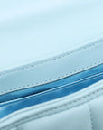 Pre-Loved Horsebit Chain Shoulder Bag Quilted Leather Small with Silver Hardware, Light Blue