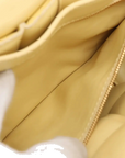 Pre-Loved Chain Cassette Shoulder Bag Intrecciato Leather with Gold Hardware, Pale Yellow