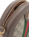 Pre-Loved Ophidia Round Mini Crossbody Bag Monogram Coated Canvas Mini with Gold Hardware, Beige Ebony