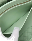 Pre-Loved Andiamo Handbag Intrecciato Leather Small with Gold Hardware, Mint Green