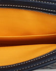 Pre-Loved Jouvence Toiletry Pouch Clutch Goyardine Chevron Coated Canvas MM with Silver Hardware, Navy Blue