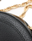 Pre-Loved Ophidia Round Mini Crossbody Bag Leather Mini with Gold Hardware, Black