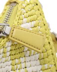 Pre-Loved Re-Edition 2005 Shoulder Bag Crochet Raffia Gingham Mini with Silver Hardware, Yellow and White