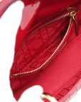Pre-Loved Lady Dior Handbag Cannage Patent Leather Mini with Gold Hardware, Red