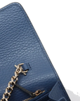 Pre-Loved Interlocking G Wallet on Chain Crossbody Bag Leather with Gold Hardware, Blue