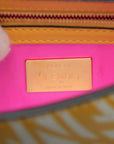 Pre-Loved Baguette Shoulder Bag FF Vertigo Coated Canvas with Gold Hardware, Yellow and White