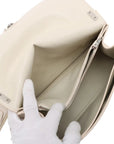 Pre-Loved Crush Sling Shoulder Bag Leather Small with Silver Hardware, Cream