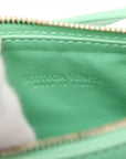 Pre-Loved Sunrise Shoulder Bag Intrecciato Leather Small with Gold Hardware, Mint Green