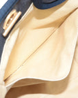 Pre-Loved Deauville Tote Denim Small with Gold Hardware, Navy Blue