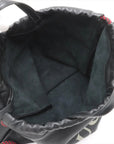 Pre-Loved Logo Print Drawstring Backpack Leather Medium with Black Hardware, Black