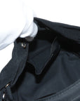 Pre-Loved Wheel Drawstring Bucket Bag Nylon XS with Silver Hardware, Black