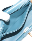 Pre-Loved Mini Flap Bag with Top Handle Handbag Quilted Leather Mini with Gold Hardware, Teal Blue