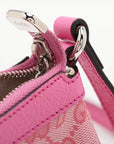 Pre-Loved GG-P Half-Moon Shoulder Bag Monogram Coated Canvas Small with Silver Hardware, Pink