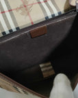 Pre-Loved Saddle Crossbody Crossbody Bag Haymarket Check Coated Canvas Small with Gold Hardware, Beige